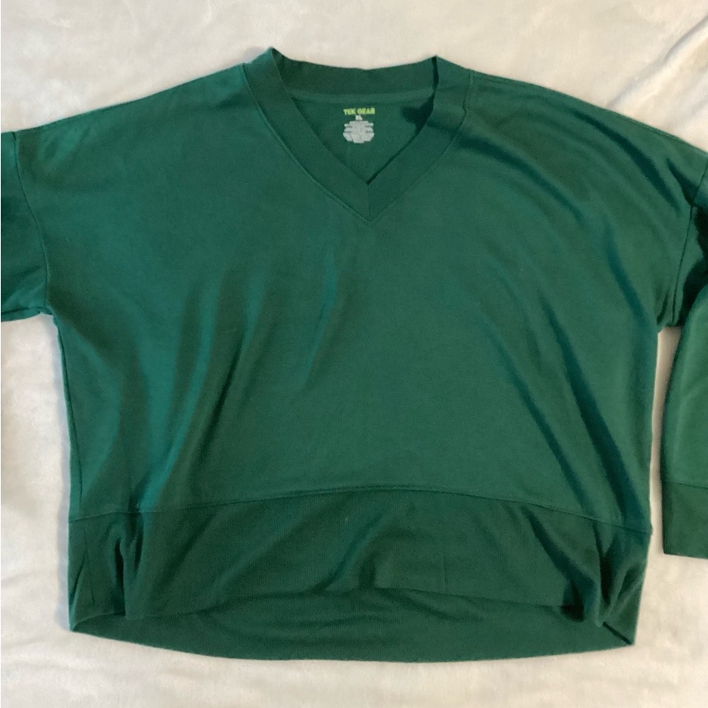 Tek Gear Forest Green V-Neck cropped sweatshirt